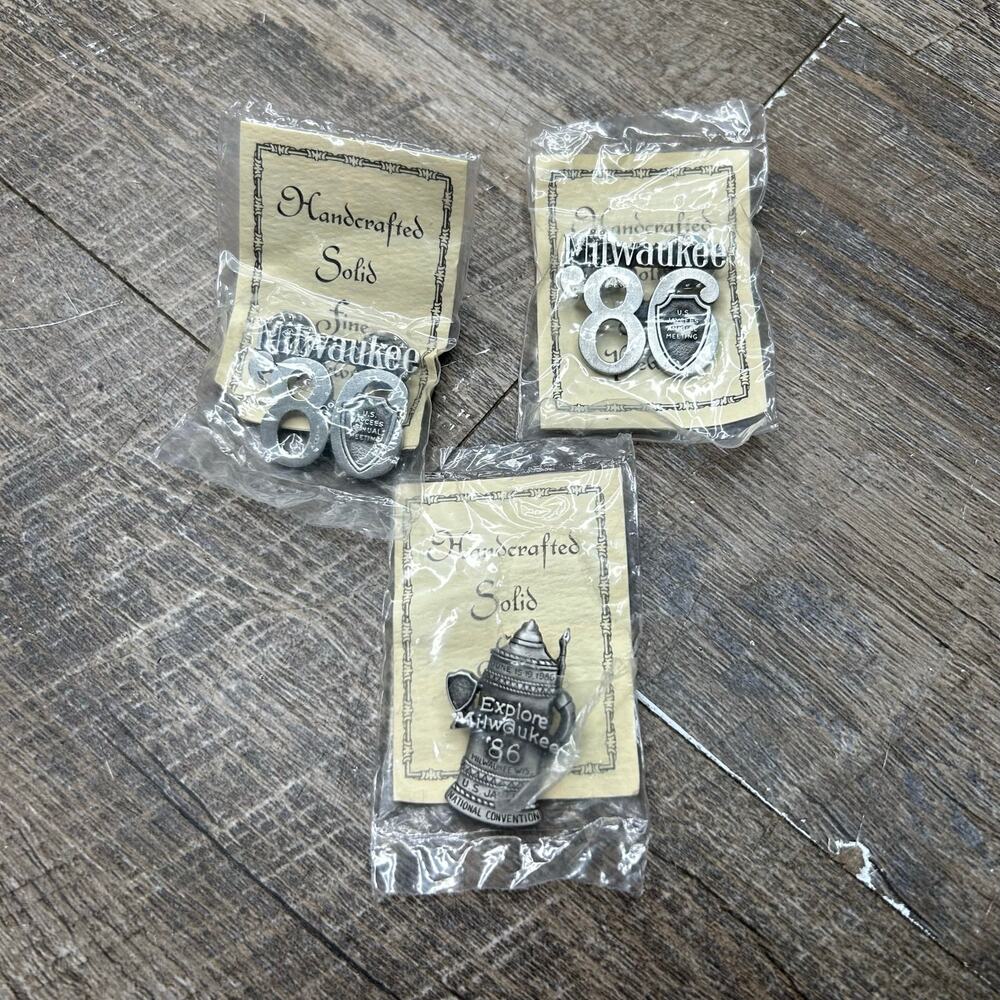 US Jaycees Annual Meeting Milwaukee Pins (3) Pewter